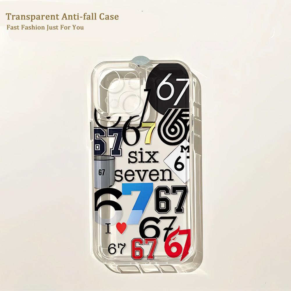 Phone Case For Bold Number 67 Graphic iPhone 17 16 16e 15 14 13 12 11 Mini Pro Max X XR XSMax 8 Air Plus Transparent Back Cover