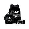 Cartoon Neuheit Seltsam Cool Zahl 6 7 3D Druck 3 Stück/Set Schüler Schultaschen Laptop Tagesrucksack Rucksack Brottasche Federmäppchen