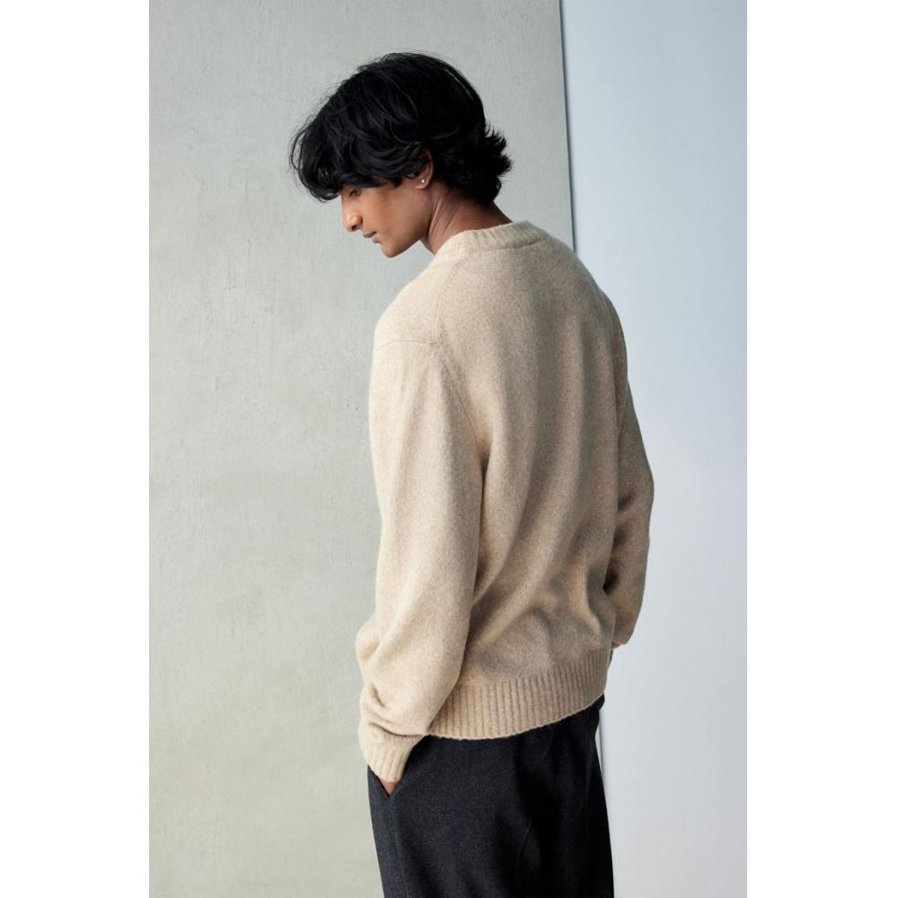 H M Regular Fit V Neck Sweater Beige