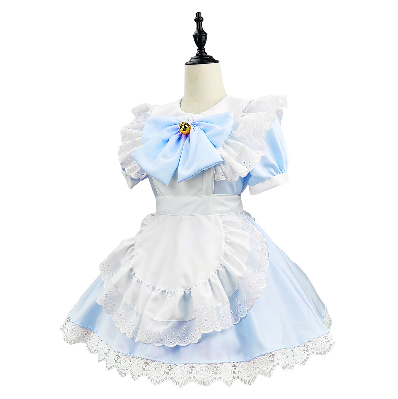 

MEYOIJK Горничная Кон Короткое Кружевное Платье Горничной Лолиты и Большие Размеры Популярно для Школы и Фотосессий Размер Костюм, Косплей, Моэ, Кафе, Горничная, Классический, Длина, светло-синий