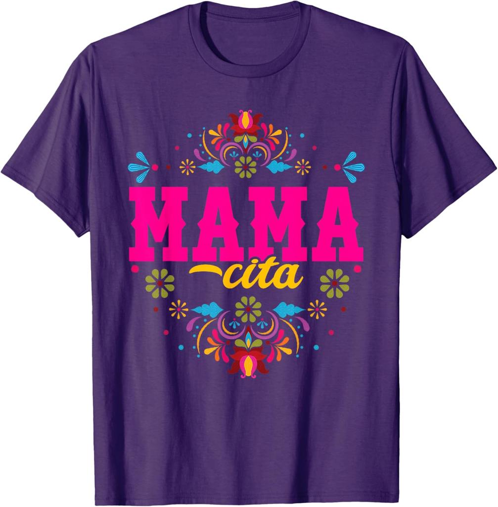 Mamacita Fiesta Floral Graphic Tee Shirt Mother's Day Birthday Gift Casual Crewneck