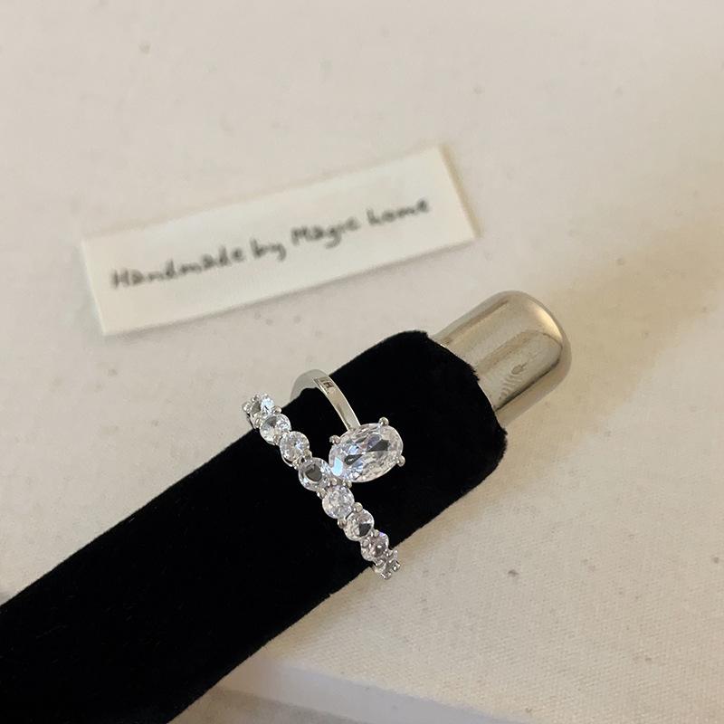 Gypsy Star Row Diamond Metal Ring Women'S Light Luxury Design Sense Personality Fashion Temperament Trend Versatile Ring Ring