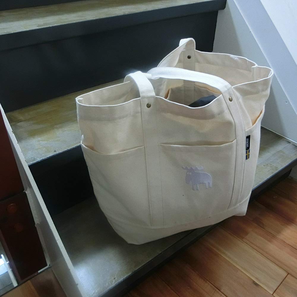 FARG & FORM Stylish Canvas Tote Bag, Natural, Large, by Moz Nordic Brand FARG & FORM