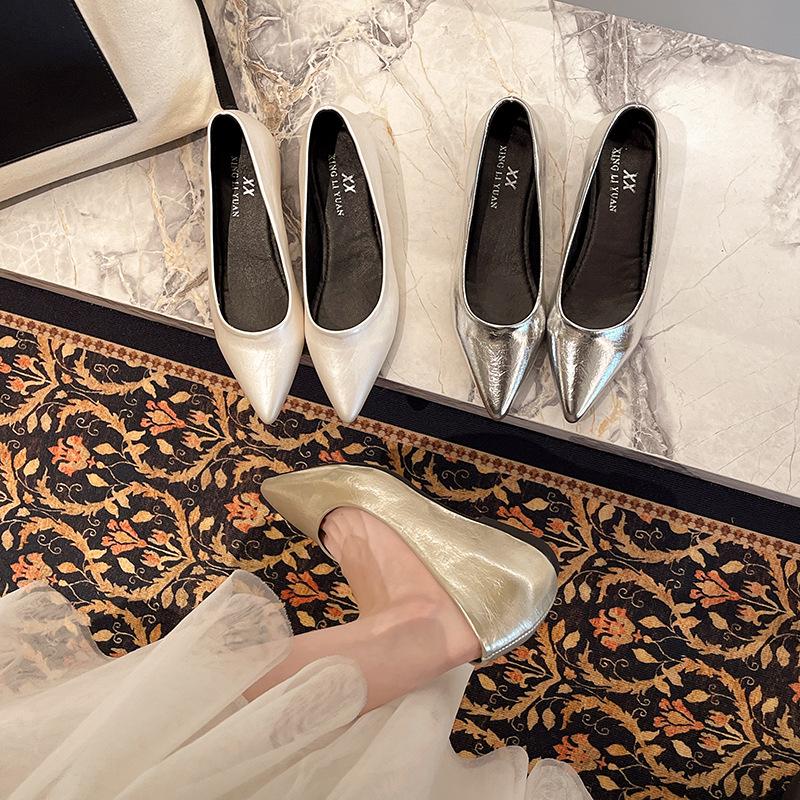 Pointed head shallow mouth fashion high heels women's 2025 spring and summer new versatile daily one-pedal simple style single shoes women