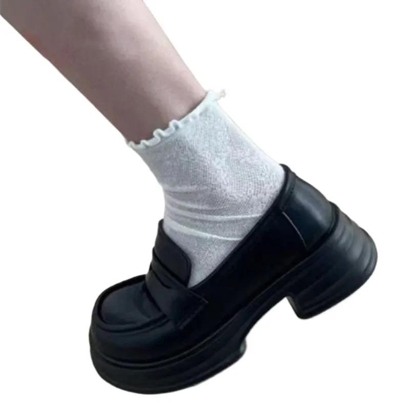 

Fashion Elegant Woman Shoes with Medium Heels 2025 Hot Sale Loafers Women s Platform Casual Pumps Women Solid Round Toe Slip on Shoes 35