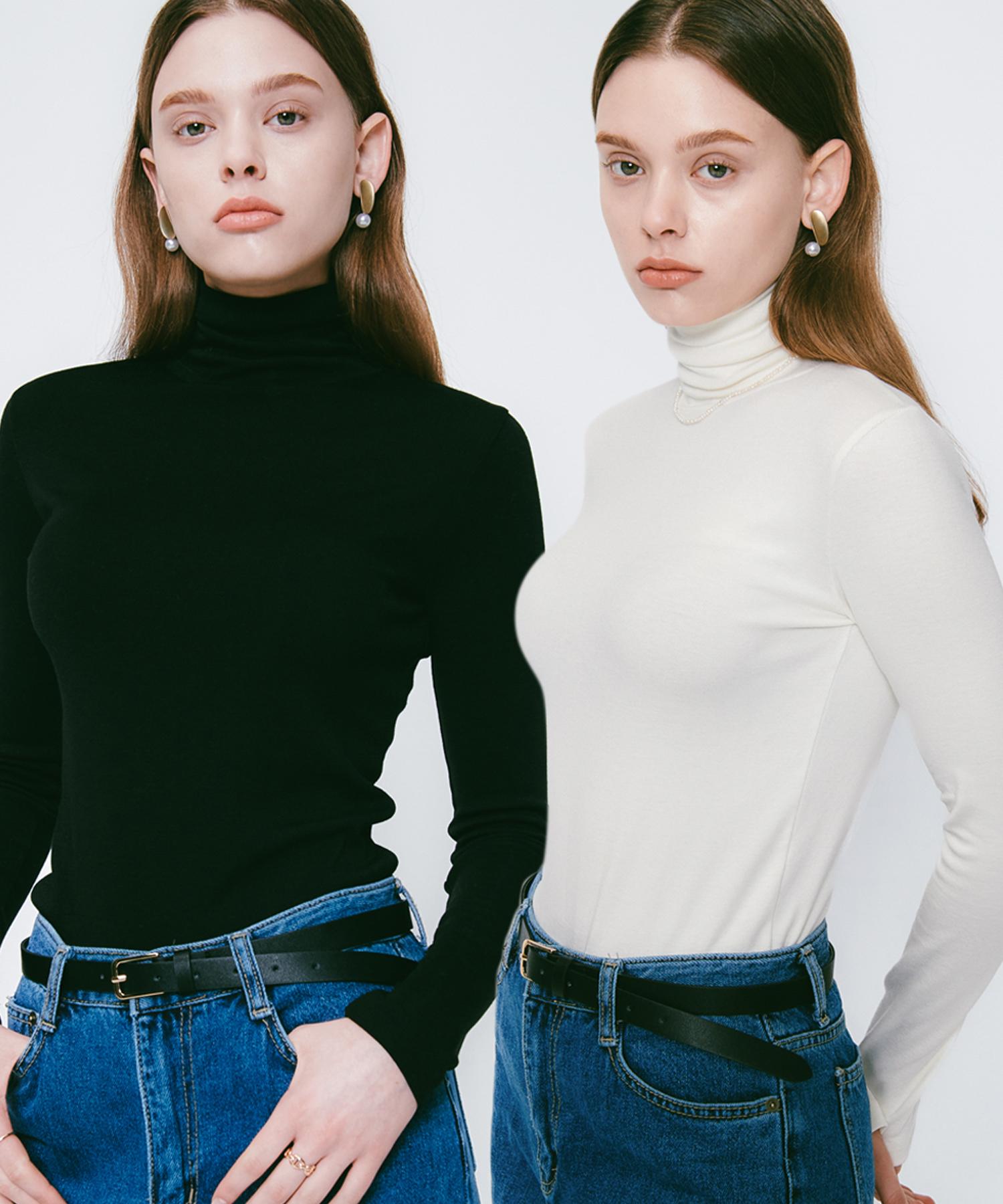 Rosiro [Set] Lossy Turtle Neck Polar Knit White/Free
