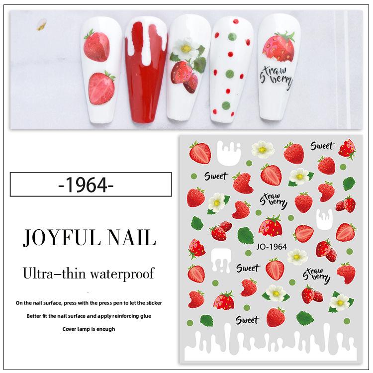 Fruit Pattern 3D Self-Adhesive Nail Stickers: Lemon, Strawberry, Peach Designs