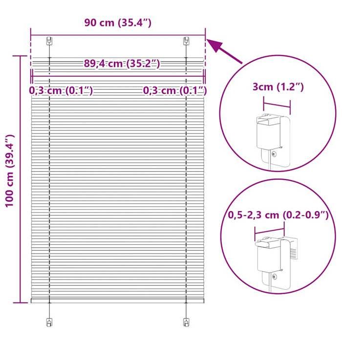 VidaXL Store Plissé Blanc 90x100 Cm Largeur Du Tissu 89,4 Cm Polyester, Store Plissé De Fenêtre, Store Accordéon, Store 4015481