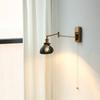 Swing Long Arm Wall Lamp Beside Pull Chain Switch Left And Right Rotate Ceramic Lampshade Bedroom Bathroom Mirror Light LED