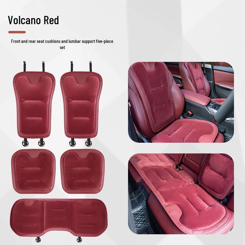 Universal Thickened Flannel Car Seat Cushion Set for All Seasons (3-Piece)