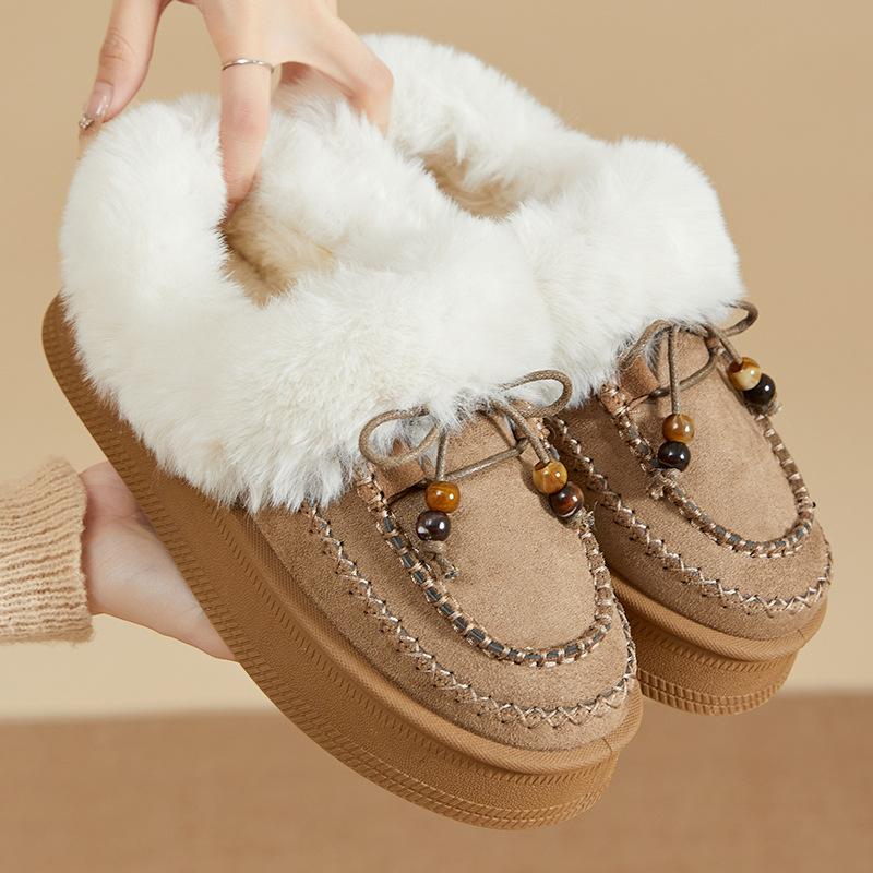 

Winter Slippers Platform Mini Boots for Women Short Ankle Boots Fur Fleece Lined Sneakers House Shoes Women s Warm Anti-Slip Outdoor Indoor Snow Boots 41 светло-коричневого