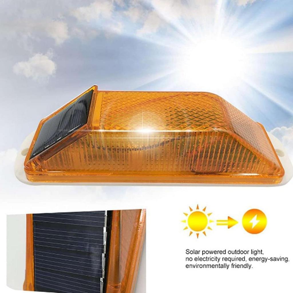 Solar Warning Light, LED Light, Strobe, Illuminance Sensor, Automatic Flashing, Flash, Ultra Brightness, Waterproof,
