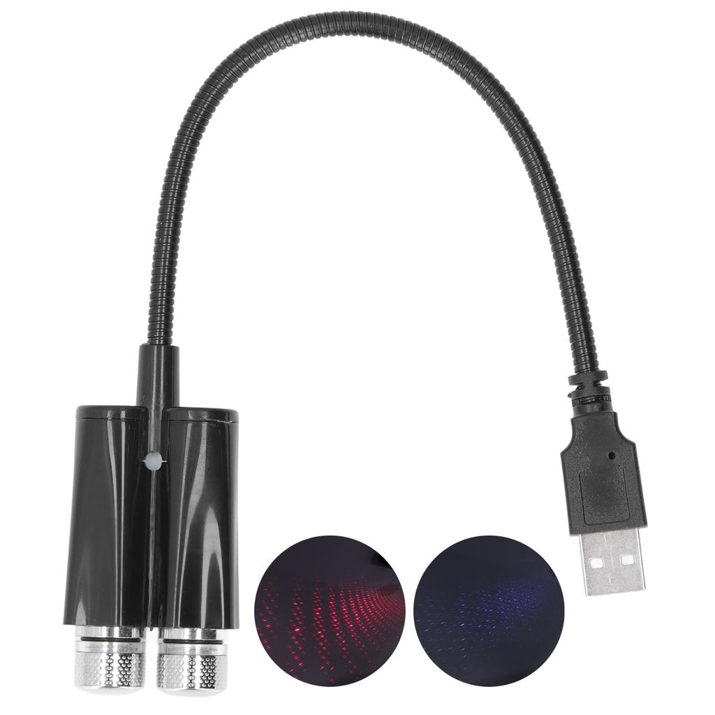Car USB Ambient Projector Light Red Blue Lightings Plug and Play Free Bending FlexibleNon Voice Control