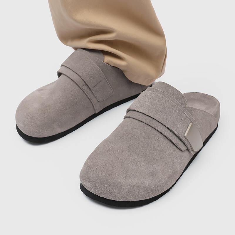 

Замшевые кожаные туфли-мюли с открытой пяткой, повседневные, мужские, без задника, лоферы, тапочки, полуботинки, слипоны, полудраги, балетки, мужские шлепанцы, сандалии 38