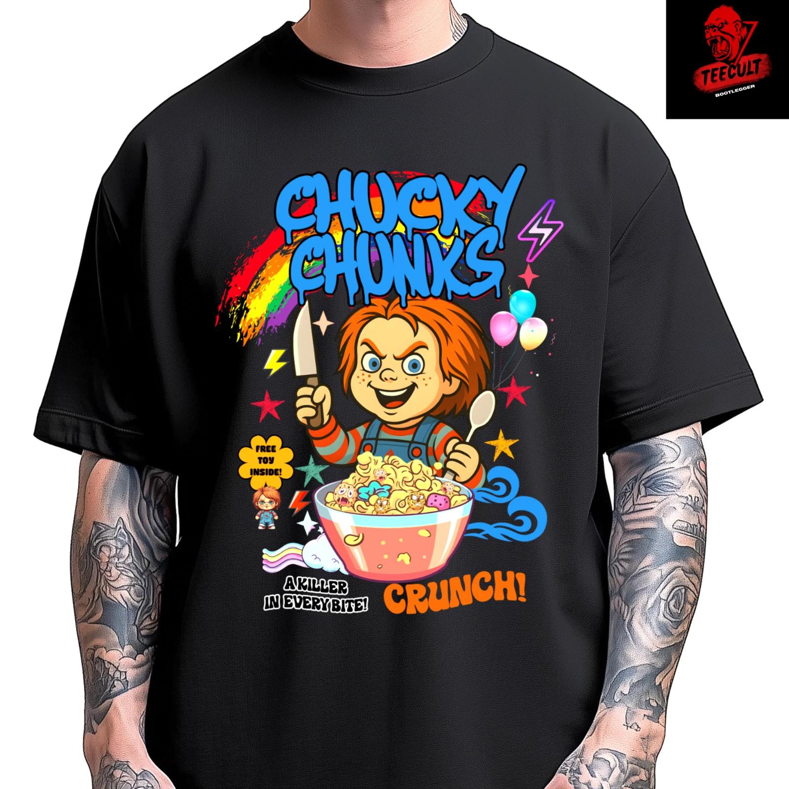 Men s and Women s T-shirts Killer Cereal Chucky Chunks Funny Horror Character Unisex M