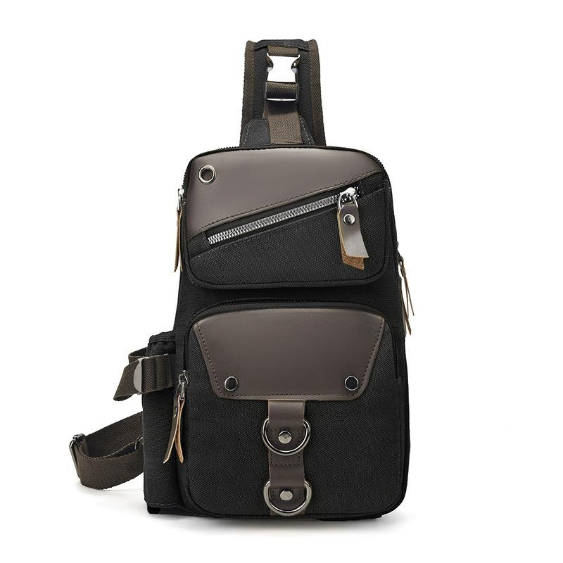 Fashionable and Versatile Sports Chest Bag, Men's Crossbody Bag, Canvas Single Shoulder Backpack, Outdoor Wear-resistant Sports Bag