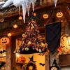 Autumn Seasonal Decor Halloween Witch Hat Pumpkin Decor, Metallic Rain Curtain Door Hanging Ornament for House Warming Decorations Party, Spooky