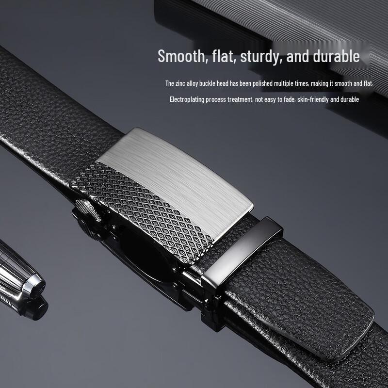 ZIPPO Men's Cowhide Leather Automatic Buckle Belt