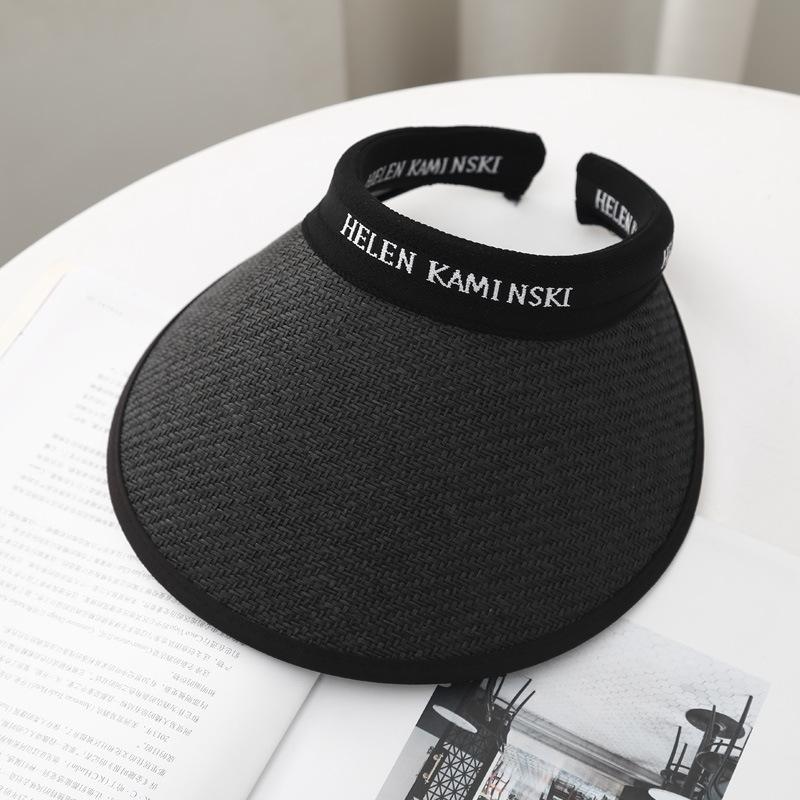 Summer Straw Hat for Women Foldable Empty Top Sun Hat Outdoor Beach Running Bicycle Wide Brim Female Sunscreen Visor Casual Cap