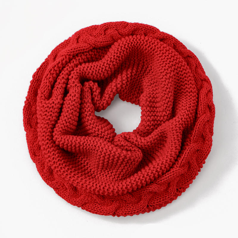 Podzim Zima Dámský Copánkový Žebrovaný Kruhový Šál Elegantní Módní Jednobarevný Šátek Šála