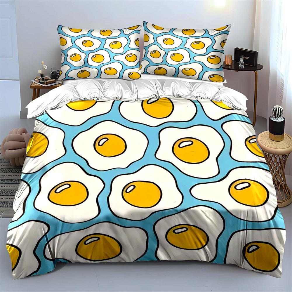 Ensemble décoratif à motif d'œufs Ensemble de literie doux et respectueux de la peau Comprend 1 housse de couette et 2 taies d'oreiller Cadeau
