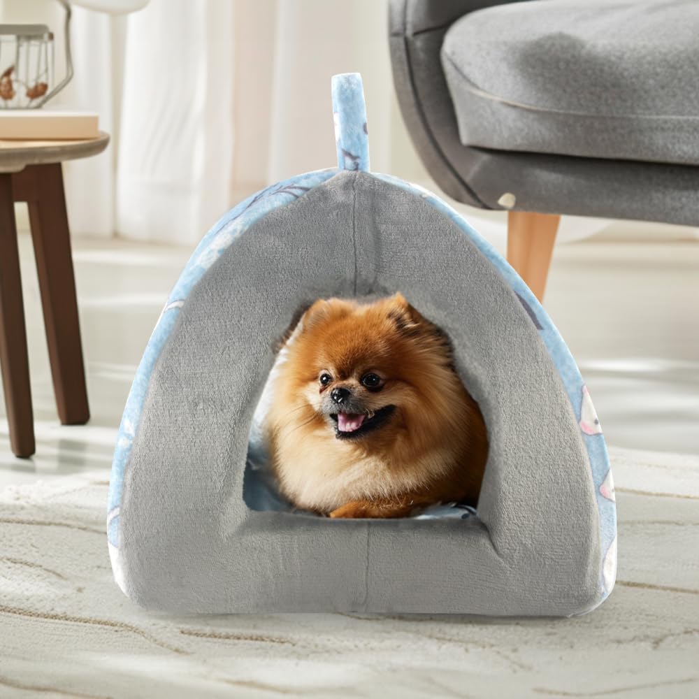 Peto-Raifu Pyramid Cat House 2-Way Bed, White Stoat Pattern, Size M