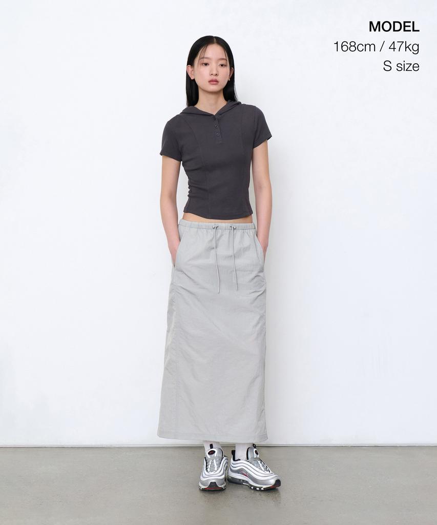 Musinsa Standard Woman Women'S Nylon Elastic Long Skirt [Ash Gray]