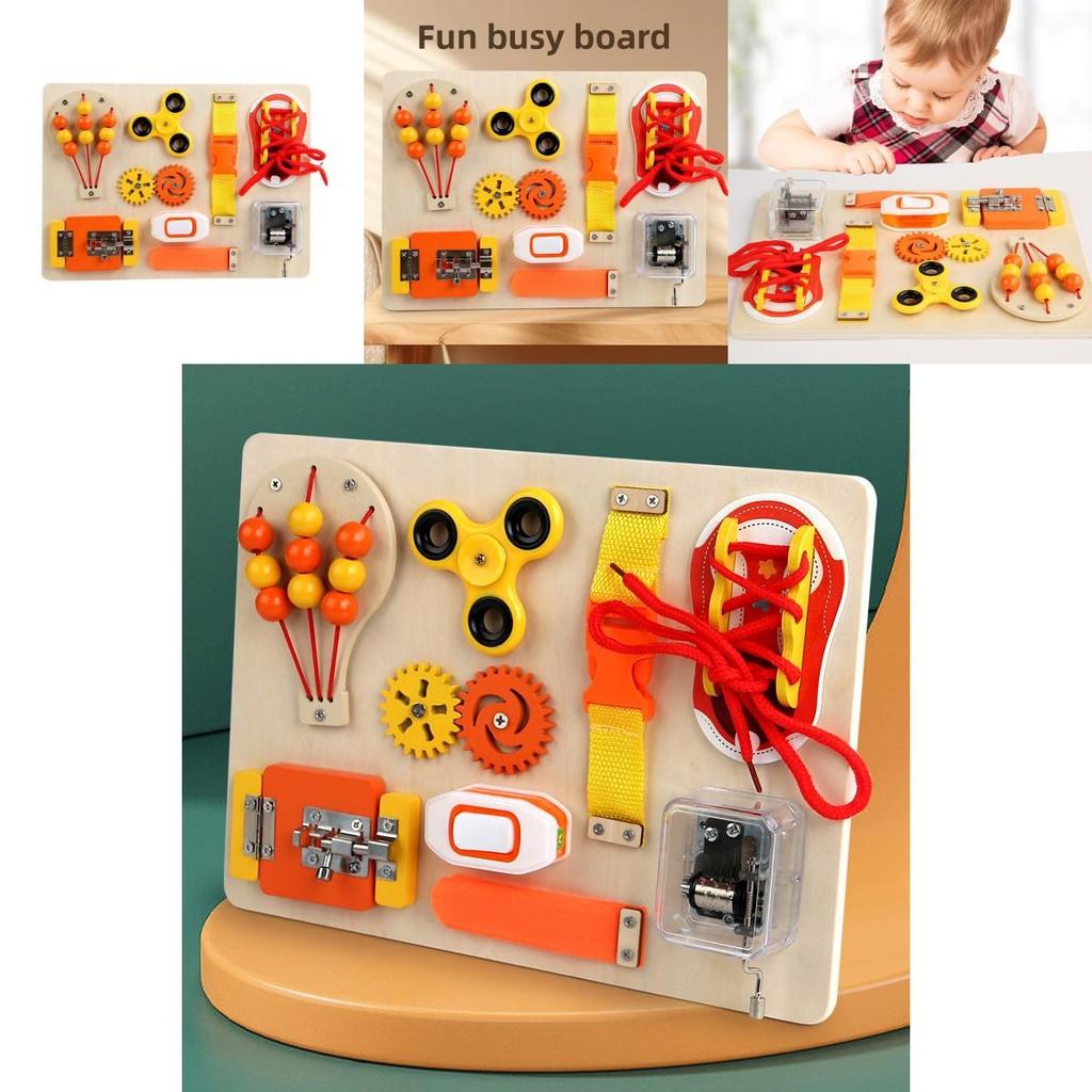 Wooden Music Box Fingertip Gyro Safety Buckle Game Board Children Puzzle Toy For Skill Development