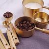 8-Piece Rose Gold Stainless Steel Measuring Cups & Spoons with Engraved Wooden Handles for Baking