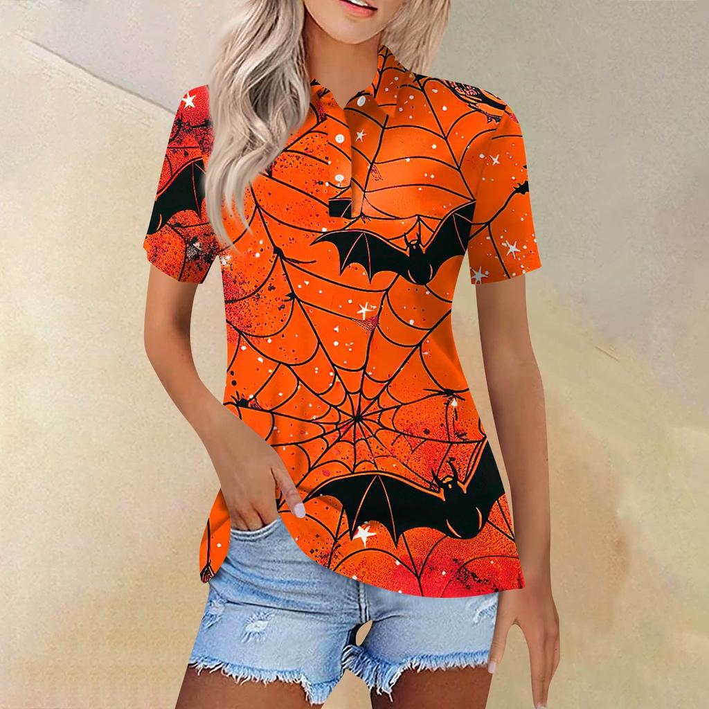 Women's Fashion Casual Lapel Short Sleeve Printed Shirt Women's Button Up Tops