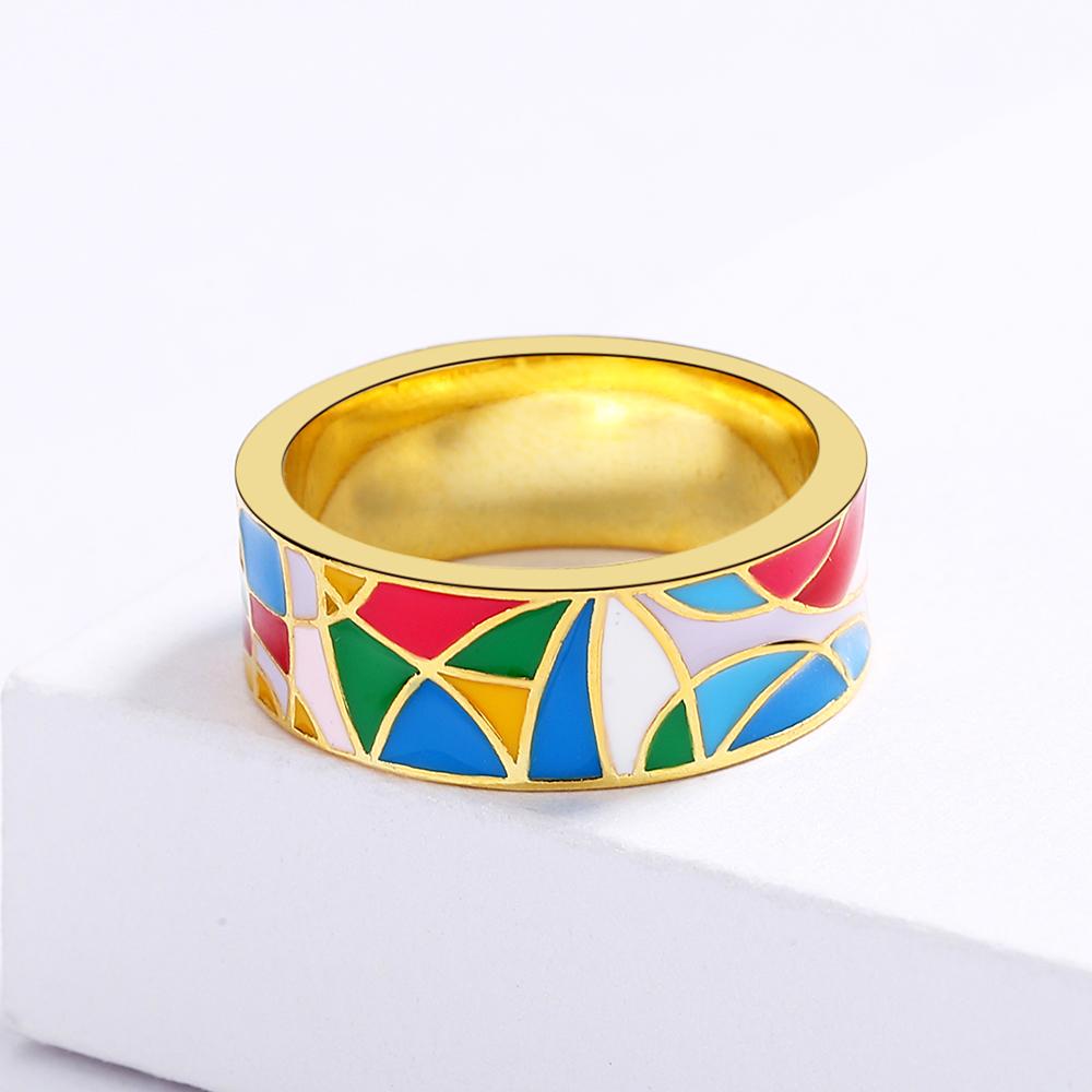 

925 Fashion Sweet And Elegant Rainbow Geometric Ring Ladies Birthday Party Social Occasion Wedding Ceremony Engagement Party Jewelry Gift 6