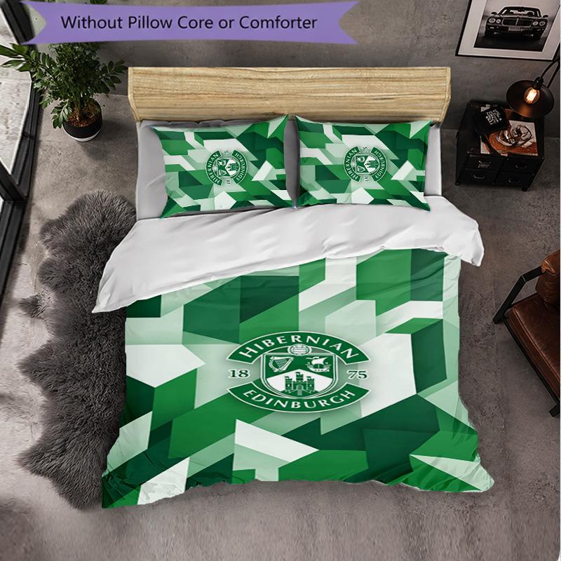 Biancheria da Letto a Tema Hibernian FC Set 3 Pezzi Copripiumino Biancheria da Letto Decorativa Per Stanza Adolescenti Decorazione Casa