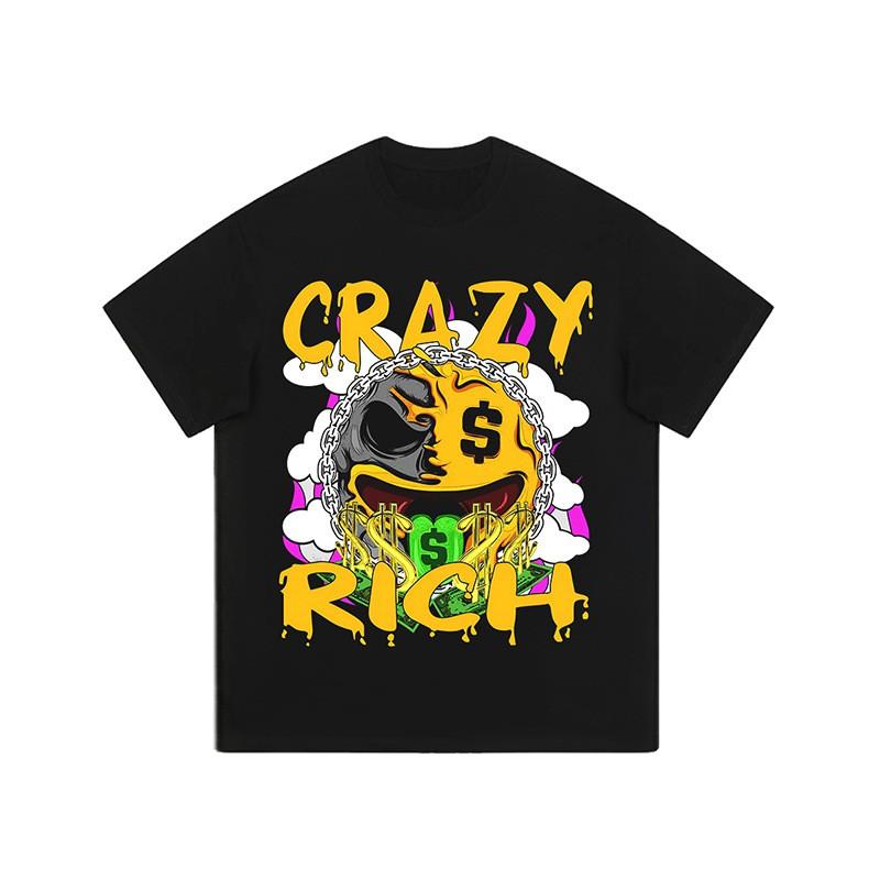 Unisex Vintage Streetwear Graphic Tee Oversized Cotton Crewneck T-Shirt Youth Casual Wear
