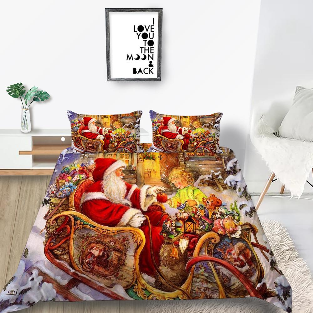Bedding Set New Bedspread 3D Christmas Decoration Family Bedroom Single Bed Double Bed Full Size Quilt and Pillowcase Microfiber