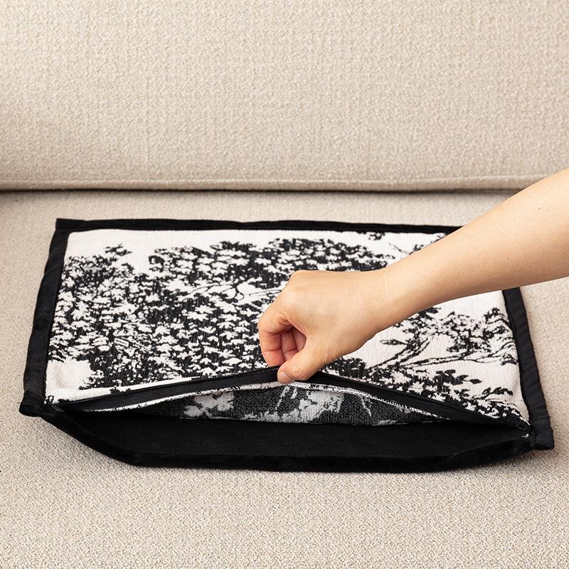 Niebieska poszewka na poduszkę do sofy z chenille - Nowoczesna minimalistyczna poduszka do salonu, sypialni lub jako zagłówek łóżka