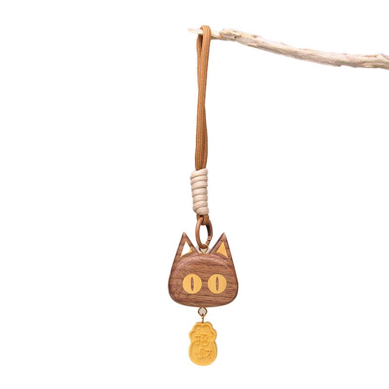 Portachiavi con Ciondolo Orso e Gatto in Legno - Carino Ornamento Senza Volto per Borse e Telefoni