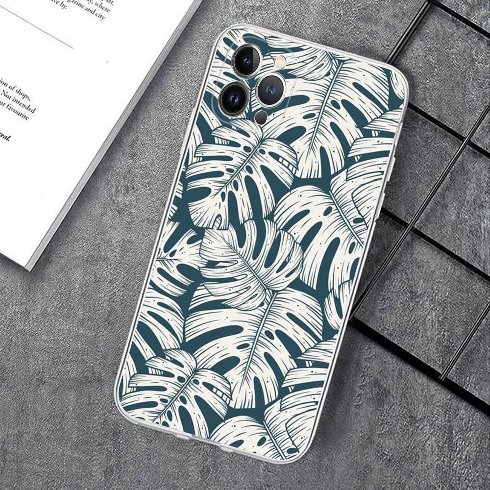 Leaves Monstera Green Phone Case For IPhone 14 11 12 13 Mini Pro XS Max Cover 6 7 8 Plus X XR SE 2020 Funda Shell
