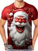 Plus Size Men's Santa Claus Graphic Print T-shirt, Casual Short Sleeve Crew Neck Tee, Men's Clothing For Summer Outdoor