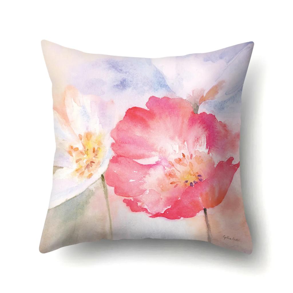 Home Decoration Living Room Sofa Pillowcase Garden  Oil Painting  Cushion Cover Polyester Pillow 45x45cm