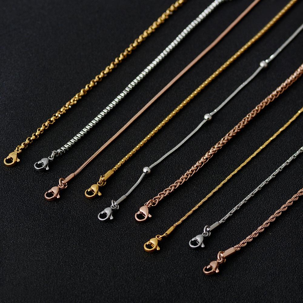 50cm Nuova Moda Catena in Acciaio Inossidabile 1,2-3mm Colore Argento Oro Rosa Collana Gioielli Placcatura Sottovuoto Accessori Choker Collare