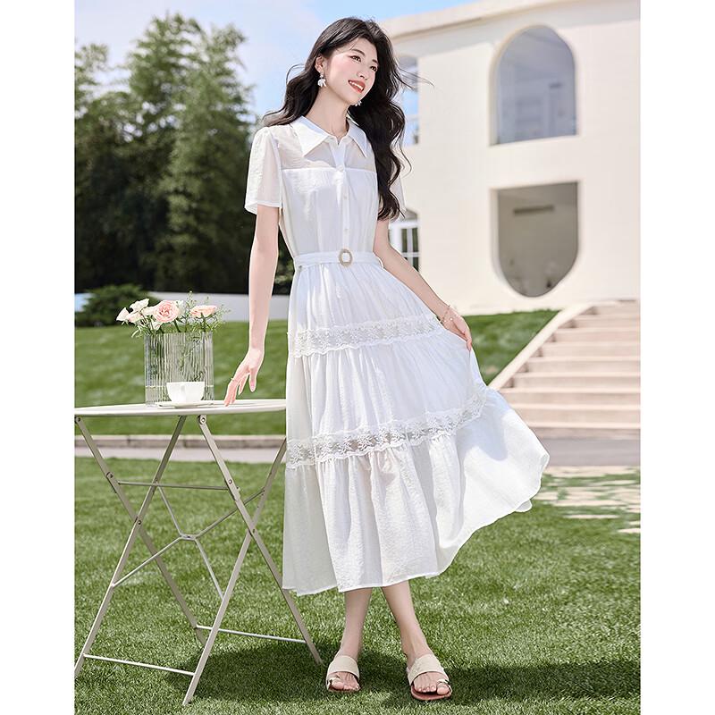 Elegant Waisted Short-Sleeve Midi Dress M
