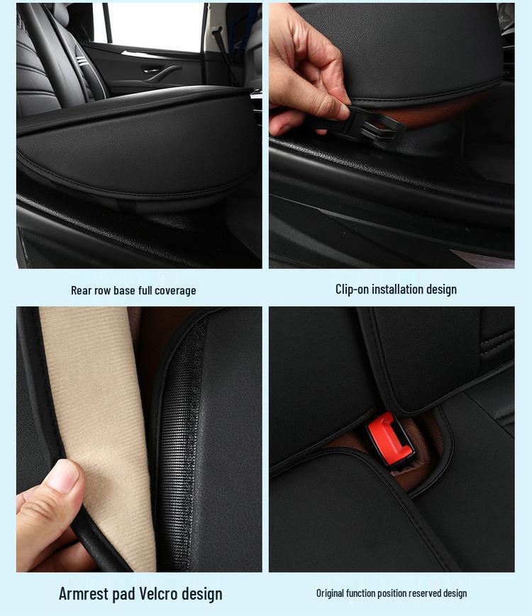 Four Seasons Universal Cartoon Leather Car Seat Cover - Odorless, Full Surround, for Five-Seat Cars.