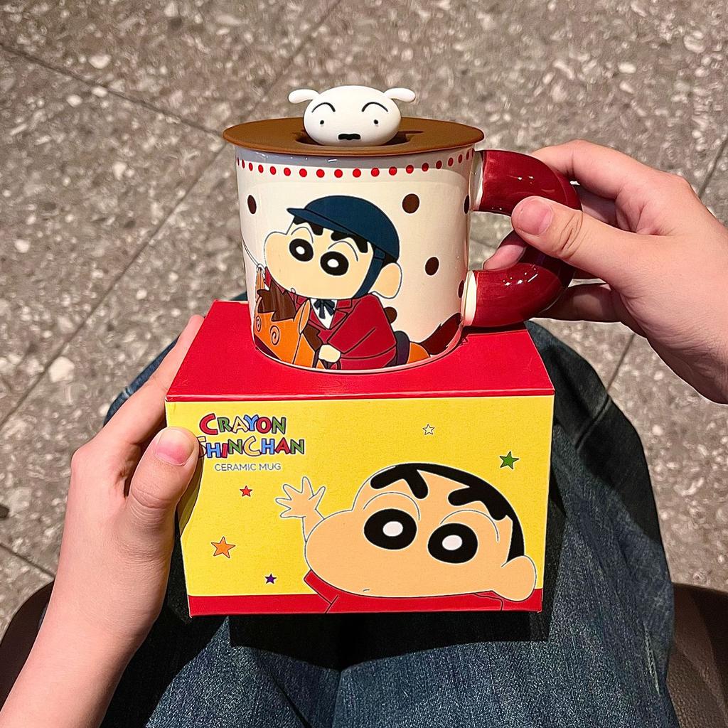 Crayon Xiaoxin Genuine Authorized Cup Ceramic High Value Mug with Lid Cute Water Cup Girls' Breakfast Cup