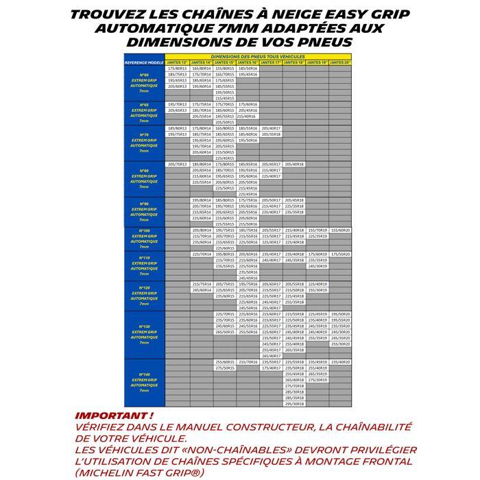 Chaînes Neige Michelin Extrem Grip Automatic Slim - MICHELIN - 7mm - Tension Automatique