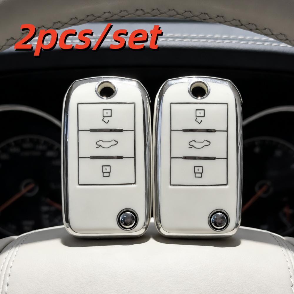 2Pcs Car Key Case Covers For Roewe Rx5 Mg3 Mg5 Mg6 Mg7 Mg Zs Gt Gs 350 360 750 W5 Remote Key Protector