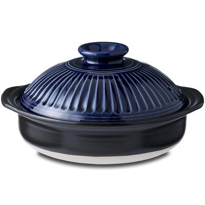 [Producto auténtico] Ginpo Touki Banko Ware Ginpo Crisantemo Olla de barro No. 8 para 2 personas Lazuli Glaze Azul Hecho en Japón 46081