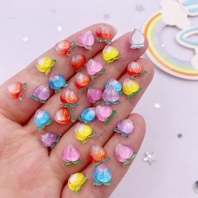 50pcs Glitter Resin Colorful Mini Cute Fruit Peach Art Nail Flatback Rhinestones & Decorations