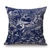 Französischer Toile De Jouy Delfter blauer Flamingo-Vogel-Tiger-Königshof-Muster, eleganter dekorativer Sofa-Kissenbezug, Kissenbezug