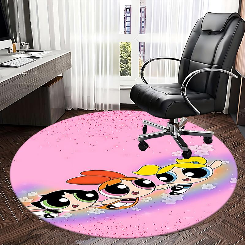 Powerpuff Girls Chair Mat Round Carpet - Home Decor, Sofa Rug, Office Mat, Suitable for Bedroom
