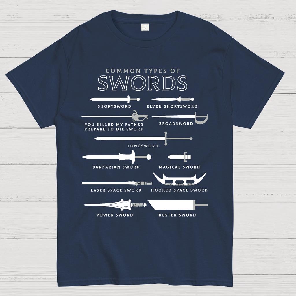 Common Types Of Swords Unisex 100% Cotton Summer Casual Cool Loose T-Shirt